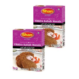 Shan Tikkiya Kabab Recipe and Seasoning Mix 1.76 oz (50g) - Spice Powder for Instant Shallow Fried Mince Meat Patties - Suitable for Vegetarians - Airtight Bag in a Box (Pack of 2)