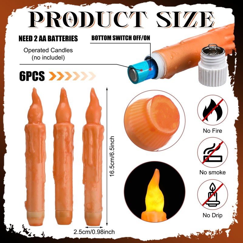 Baquler 6 Pcs Fall Flameless Candles Real Wax Hand Dipped