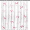 Mocsicka Pink Bow Shower Curtain Bow Polka Dots Bathroom Shower