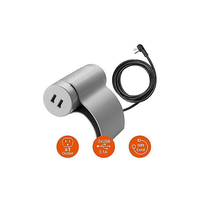 Link2Home Sofa Socket, 10ft Extension Cord, 1 Outlet, 2 Ports,