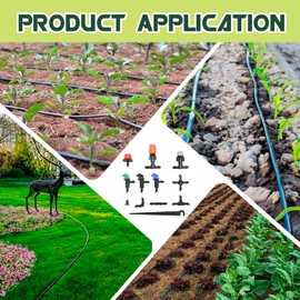 Anxingo 190Pcs Drip Irrigation for 1/4 Inch Drip Irrigation Tubing, Barbed Connectors, Irrigation Drip Line Connectors with Spray Micro Drip Barbed Hose End Plug