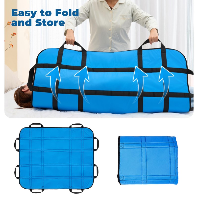 Nylon Positioning Bed Pad with Reinforced 8 Handles, 40" x
