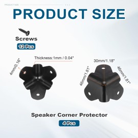MECCANIXITY 4 Pcs Speaker Cabinet Corners Protector 46x46x30mm Metal Stackable Guard Wrap Angle Case Edge Box Protection with 12 Pcs Installation Screw for Stage DJ Audio Sound Case