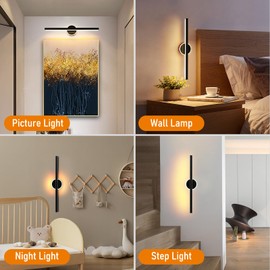 HUABRIDGE Picture Light,17.5inches Picture Light Battery Operated,Wireless Picture Wall Painting Light with Remote,Museum Quality Picture Art Light for Wall,(Matt Black)