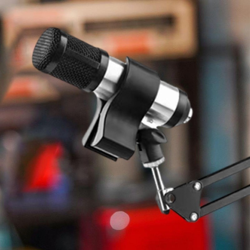 2 Sets Of Black Microphone Holders, Adjustable Microphone Stand, Microphone