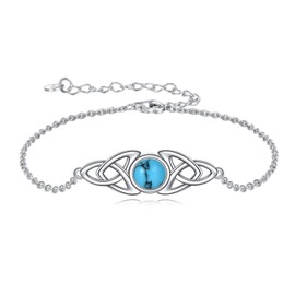 YAFEINI Celtic Bracelets Women's 925 Sterling Silver Moonstone / Turquoise Bracelets Gift for Girls Celtic Moonstone / Turquoise Jewellery, Sterling Silver
