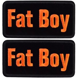 Fat Boy Biker Chopper Motorcycle Embroidered Patch | 2PC IRON ON SEW 4"X 2"
