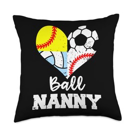 Ball Nanny Funny Soccer Baseball Softball Volleyball Player Throw Pillow