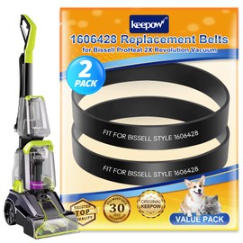 KEEPOW Replacement Belts Compatible with Bissell TurboClean/PowerForce PowerBrush Pet Carpet Cleaner 2987, 1986, 2910, 2190W, 2806, 28062, 28068, 29878, 29879, 2 Pack, Parts# 1606428