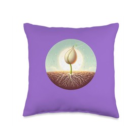 Sprouting Seed Growing Deep Roots Throw Pillow