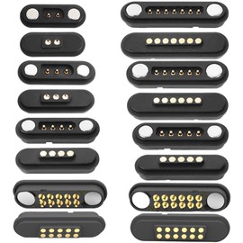 1Pair 2P/3P/4P/5P/6P/7P/8P/9P/10P/12Pin Magnetic Pogo Pin Connector, 2A Male+Female Socket Charge Spring Loaded Magnet Pogo Pin Connector Single and Double Row DC Power Charging Connector (5Pin)