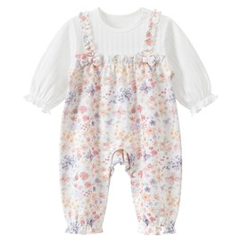 gurcooc Baby Girls' Romper Long Sleeve Ruffle Ribbed Spring Autumn Bow Baby Bodysuit Outfit Set, 3-24 Months, White
