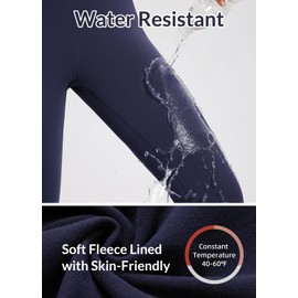 BALEAF - Leggings con forro polar para mujer, impermeables, para senderismo, térmicas, bolsillos con cierre, cintura alta, marino, XS
