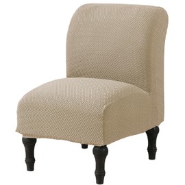 MIFXIN Armless Accent Chair Cover Knitted Stretch Slipper Chair Couch Slipcover Removable Washable Furniture Protector Covers for Living Room Bedroom Hotel (Jacquard Camel)