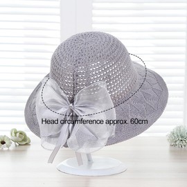 Getrays Women's UV Protection Hat, Elegant, Breathable, Lady, Bowknot Straw Hat, Sun Protection, Folding, Spring and Summer, UV Protection, Beach Hat, Actress Hat, Sun Shade Hat, For Walks, Travels,