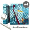 Grafoplás 88172649. A4 Ring Binder, 4 Mixed Rings 40 mm,