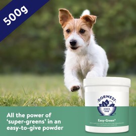 Dorwest Herbs Easy-Green Powder 500g, Super Green Raw Diet Supplement for Dogs, Itch Relief for Dogs and Cats – Natural Supplement for Cats and Dogs with Allergies, (14DOR027)