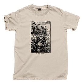 Kraken T Shirt Poulpe Colossal Giant Octopus Squid Monster Attacking Ship Tee
