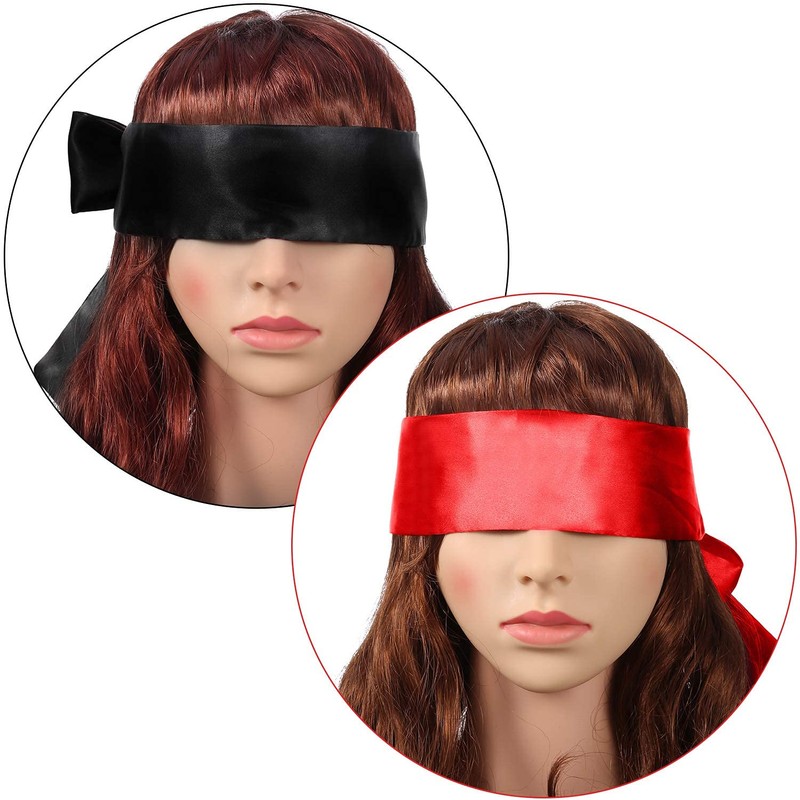 4 Pack Sleeping Mask Satin Eye Mask (Black and Red)