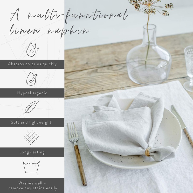 MagicLinen 100% Linen Napkins - Reusable Kitchen Cloth Napkins for