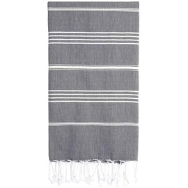 Captain&Mermaid® Premium XXL Beach Towel, 100% Cotton, Bath Towel, Picnic Blanket, 220 x 160 cm, Peshtemal, Lightweight and Extra Large (Charcoal)