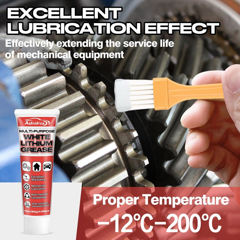 AstraVox White Lithium Grease, Multi-Purpose Lubricant Lithium Grease with Brush