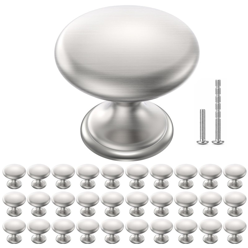 POZEAN Cabinet Knobs Brushed Nickel 30 Pack Cabinet Handles Drawer