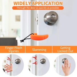 4Pcs Door Stops Wedge, Glow in The Dark Door Jam with Ropes for Law Enforcement Door Stopper, Door Pinch Guard from Closing for Police, Emergency Medical Services (Orange)