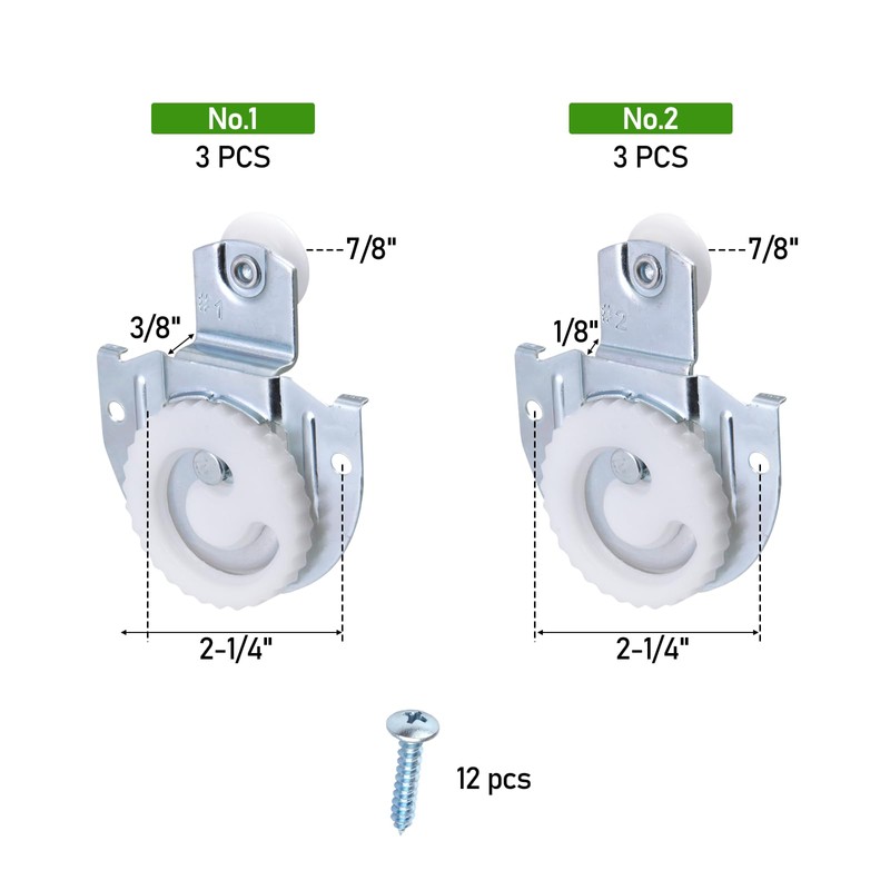 6-Piece Sliding Closet Door Roller Set, Upgraded Bearing Top Roller