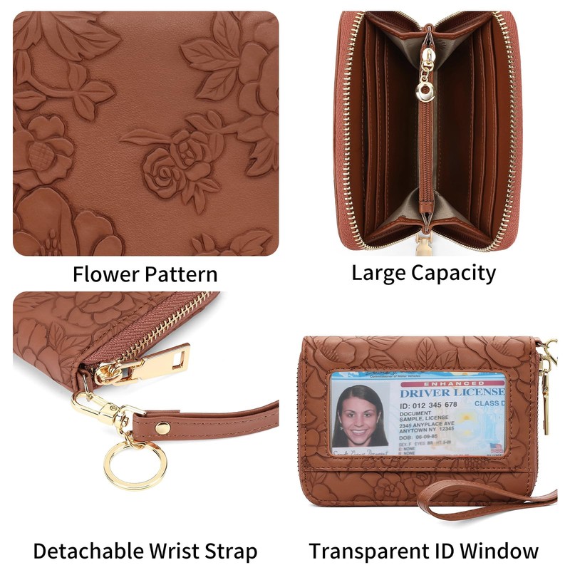 SENDEFN Credit Card Holder Wristlet Woman Wallets RFID Blocking Zipper
