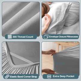 Queen Sheets 6 PCS Set │ 100% Viscose Derived from Bamboo │ Ultra Soft Fitted Sheets with 4 Elastic Straps │ 18 Inch Deep Pocket │ Cooling for Hot Sleepers