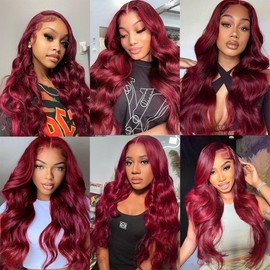 Vinmdonm 99J Human Hair Bundles Wine Red Body Wave 3 Bundles 12 14 16 inch Burgundy Bundle Human Hair Extensions for Women