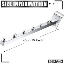 Tatuo 10 Pack 15.75 Inch 6 Ball Waterfall Slatwall Hooks Accessories Hanging Board Metal Heavy Duty Slatwall Slat Wall Hooks Pegs Panel for Clothing Retail Garage Shop Display (Silver)