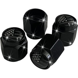 4 Pcs Black American Flag Tire Valve Stem Caps Cover, Metal Air Valve Cap, Aluminum Car Wheel Stem Caps, Universal Stem Covers for Cars, Trucks, Bikes, Motorcycles, Corrosion Resistant