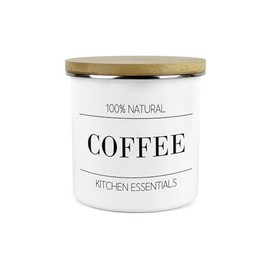 Minimalist Kitchen Essentials Coffee Storage Canister - Modern Black & White Decor - 1.2L Enamel Hot Drinks/Food Storage Container