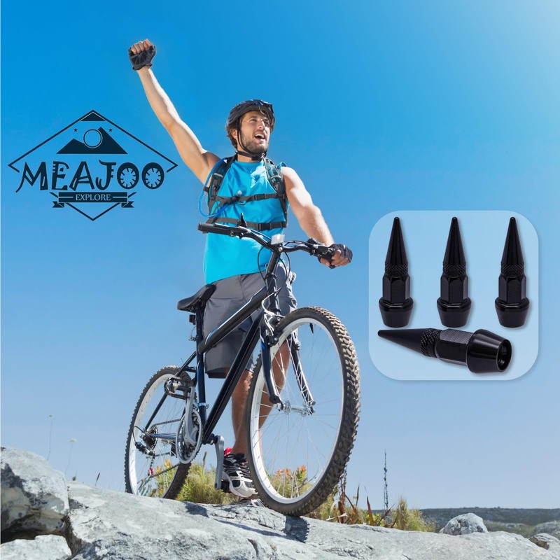 MEAJOO 4PCS Spiked Style Tire Valve Stem Caps, Universal Aluminium