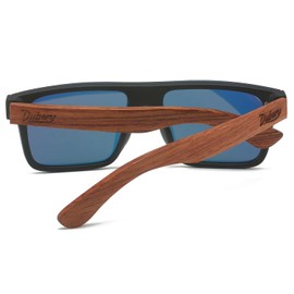 DUBERY Trendy Rimless Wood Sunglasses Polarized Flat Top Sun Glasses with Wooden Temple D219,Gold
