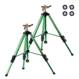 VEVOR VEVOR Impact Sprinkler on Tripod Base, 2 Packs, Heavy Duty Tripod Sprinklers with Brass Head & 3/4" NH Connector, 360 Degree Large Area Irrigation Sprinkler, Adjustable Heights Sprinkler for Yard