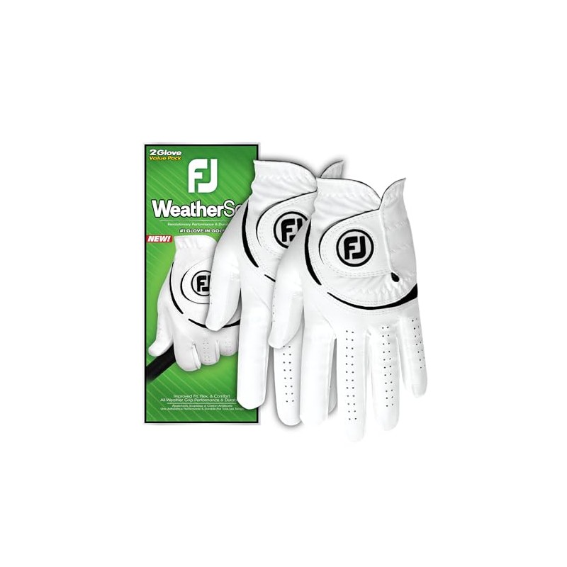 FootJoy WeatherSof Men's 2-Pack Golf Glove, White