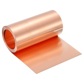 sourcing map Pure Copper Sheet Roll, 0.4mm 26Ga Thick T2 Copper Flashing 1070mm x 153mm/3.5Ft x 6in Copper Strip Soft Copper Metal Foil Plate for Craft Electrical House Repair