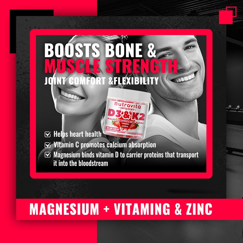 Nutravita Sugar-Free Vitamin D3 K2 Chews with Calcium + K2