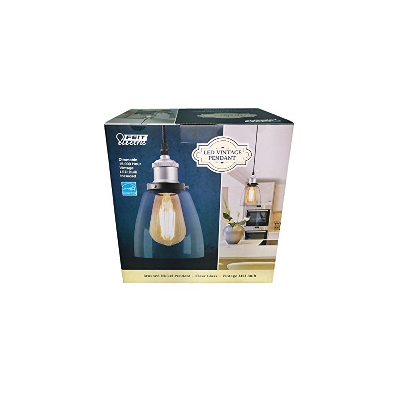 Feit Dimmable LED Vintage Pendant Brushed Nickel Clear Glass (40W