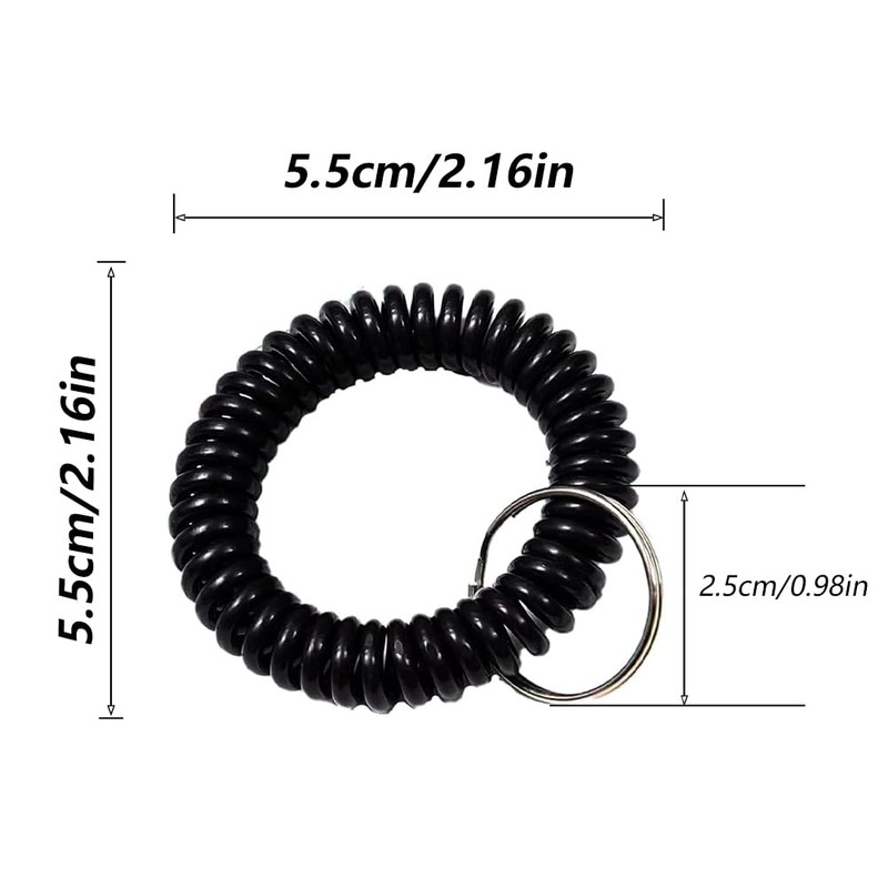 50pcs Bracelet Wrist Coil Elastic Keychain Number Tag Holder Wristband