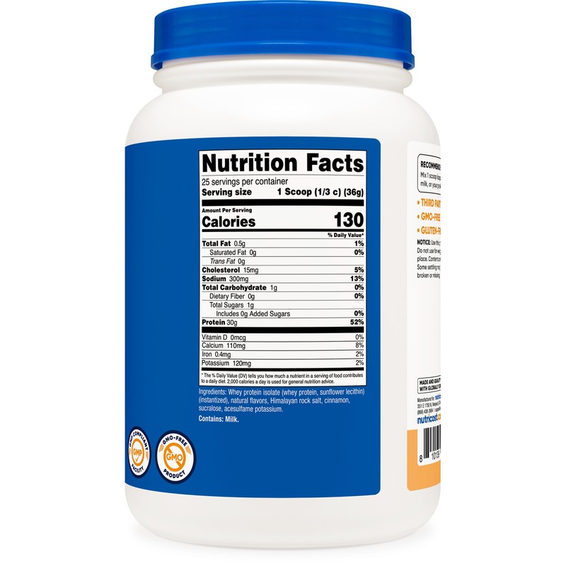 Nutricost Whey Protein Isolate 2 LB Churro Flavored - GMO-Free,