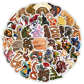 Pack of 50 Snake Stickers Pack Snake Sticker Set Waterproof Vinyl Stickers for Laptop Children Cars Motorcycle Bicycle Skateboard Luggage Suitcase Computer Sticker Graffiti Decal