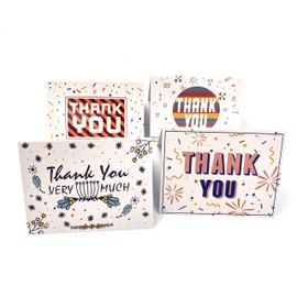 20 thank you cards with 4 different designs on the front, thank you cards supplied with envelopes, white