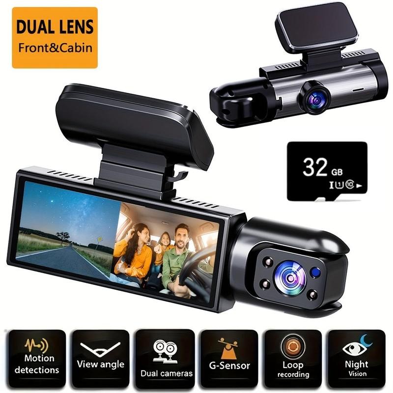 1080P Dash Cam, Dual-Camera Tachograph - Infrared Night Vision, Loop