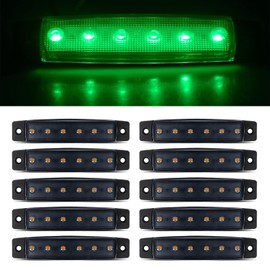 10pack 12V Smoked Green LED Trailer Marker Lights 3.8" Side Marker Clearance Light Bar Front Rear Signal Indicator Light Strip Waterproof for Trailer Truck Van Pickup ATV UTV RV
