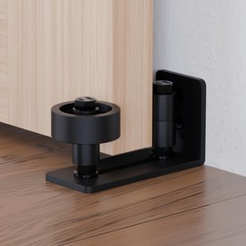 DURIGID 2 Pack Barn Door Floor Guide, Barn Door Guides for Bottom, Barn Door Roller Guide Equipped with Felt Strips for Quiet and Smooth Operation, 8 Roller Combinations, Flush Bottom, Black