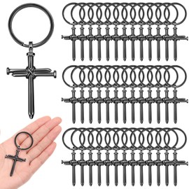 Landical 40 Pcs Bulk Christian Cross Keychain Gifts for Church Religious Inspirational Favors (3 Nail Style)